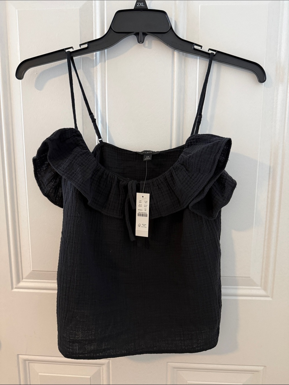NWT J.Crew Black Double-Gauze Ruffle Camisole Tank Top | Size XS